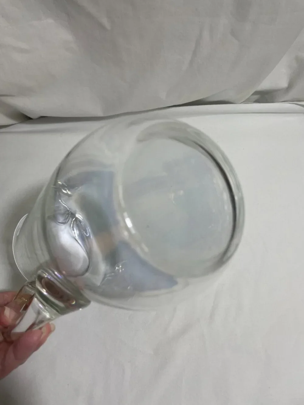 Iridescent Glass Water Pitcher Carafe Applied Handle Hand Blown Style 10